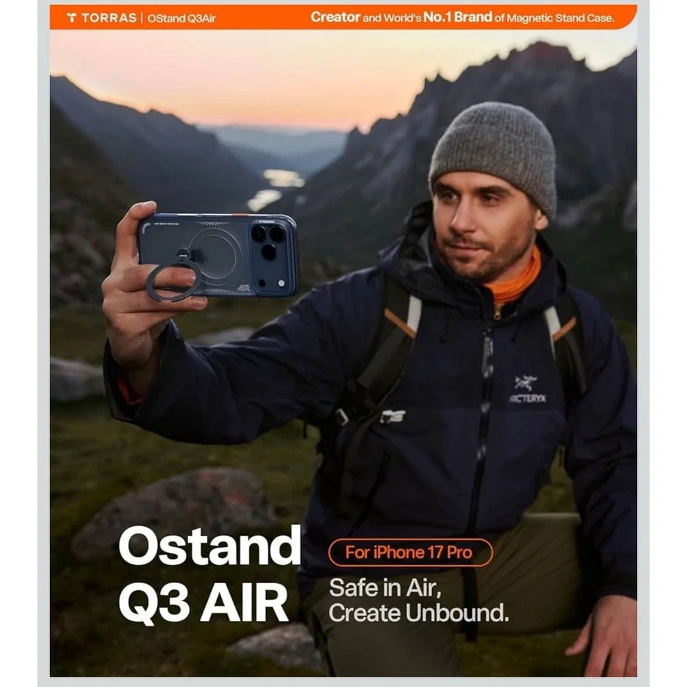 TORRAS Ostand Q3 Air‎ for iPhone 17 Pro Case 6.3'' with Stronger Magnetic Stand